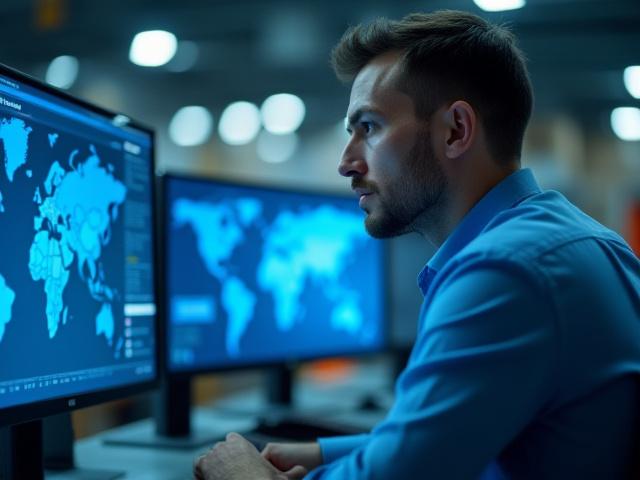 Logistics professional monitoring shipments in our Jacksonville hub