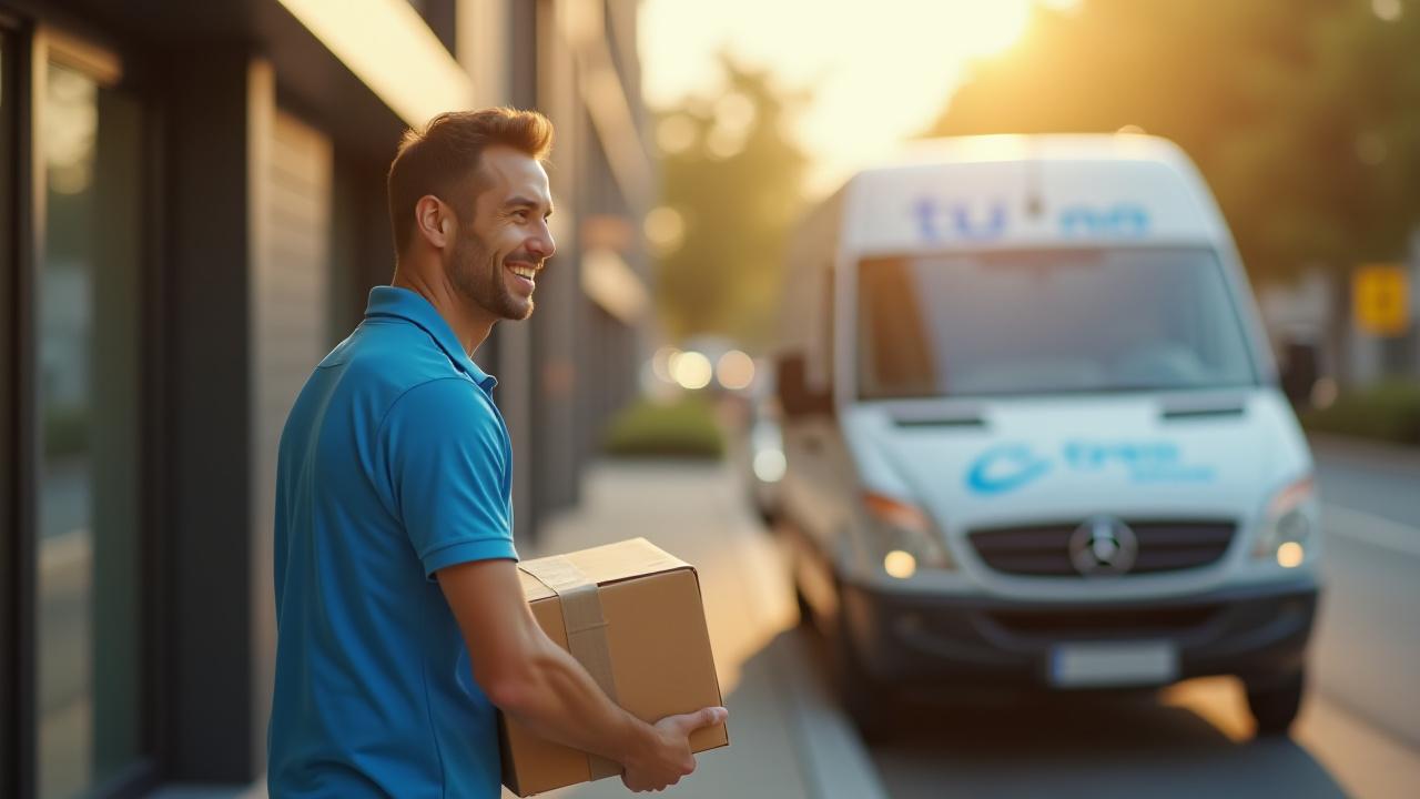 Reliable driver delivering a package to a satisfied customer in Jacksonville