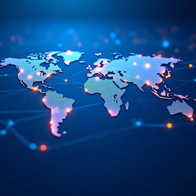 Global logistics network visualization indicating supply chain flow