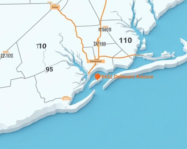 Map view of 8402 Delaware Avenue Jacksonville FL logistics hub